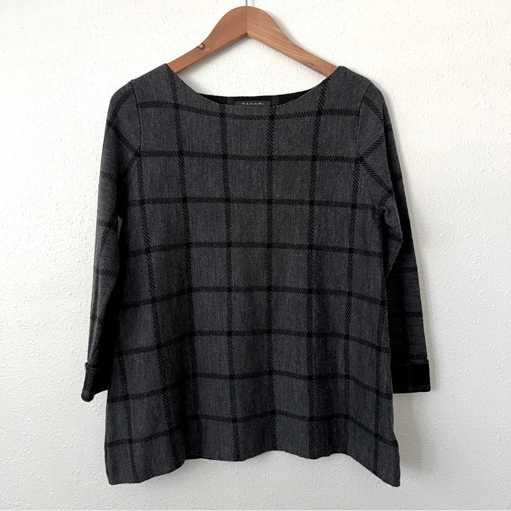 TAHARI Merino Wool Boxtop Sweater Size M
